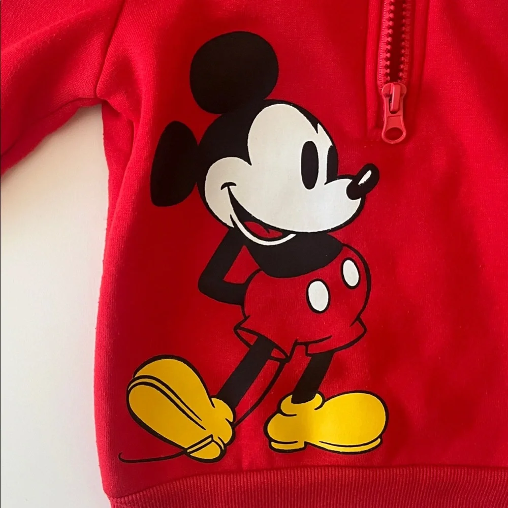 Disney 2T Red Mickey Mouse Pullover with Black and Red Joggers EUC